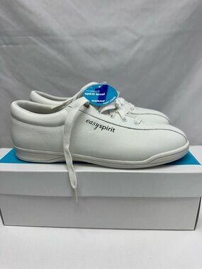 Easy Spirit White Leather Lace-Up Walking Sneakers